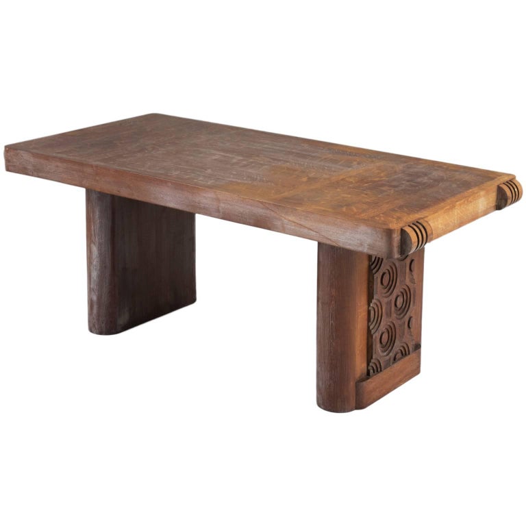 Charles Dudouyt Art Deco Dining Table in Oak at 1stdibs