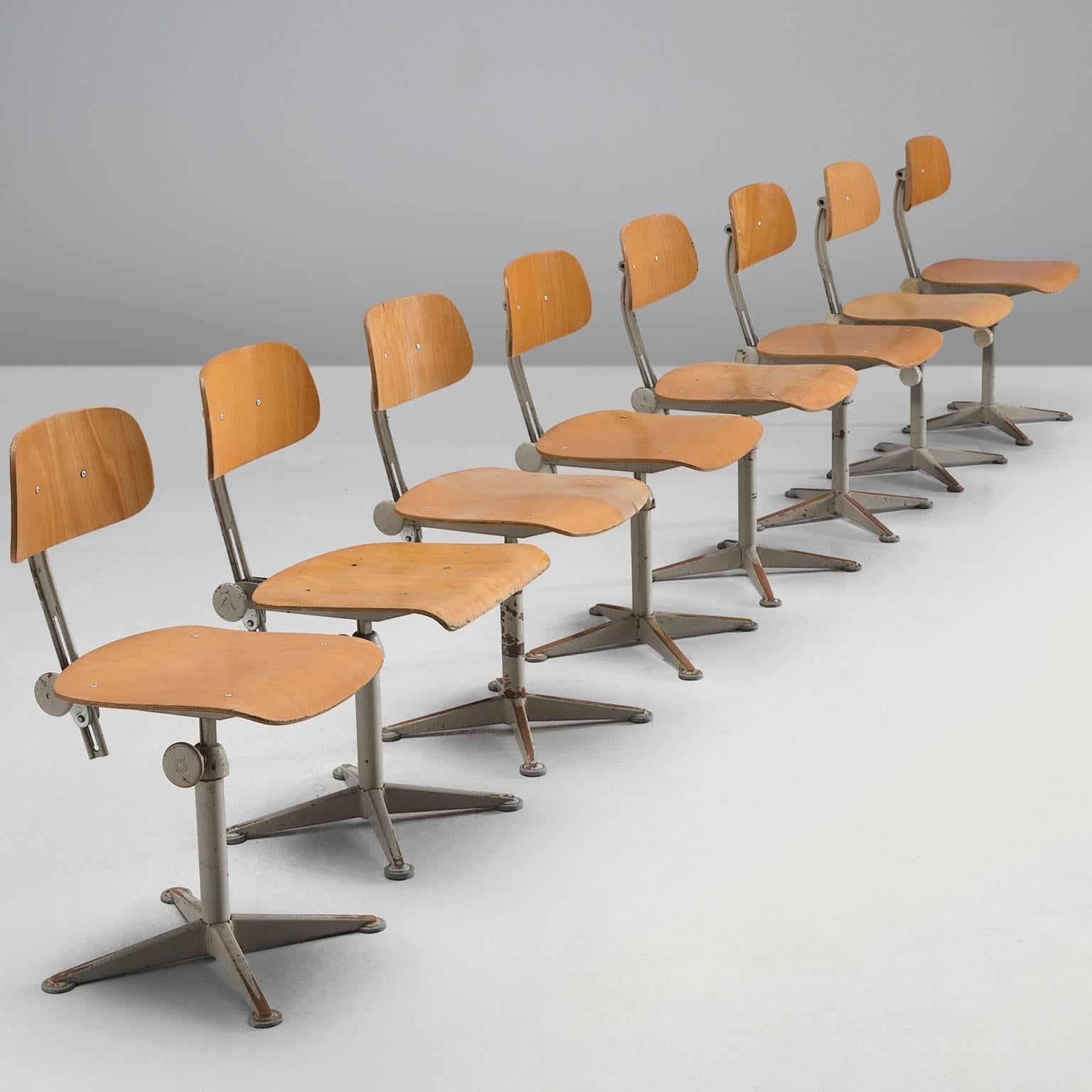 Friso Kramer for Ahrend Eight Industrial Chairs, circa 1960 3