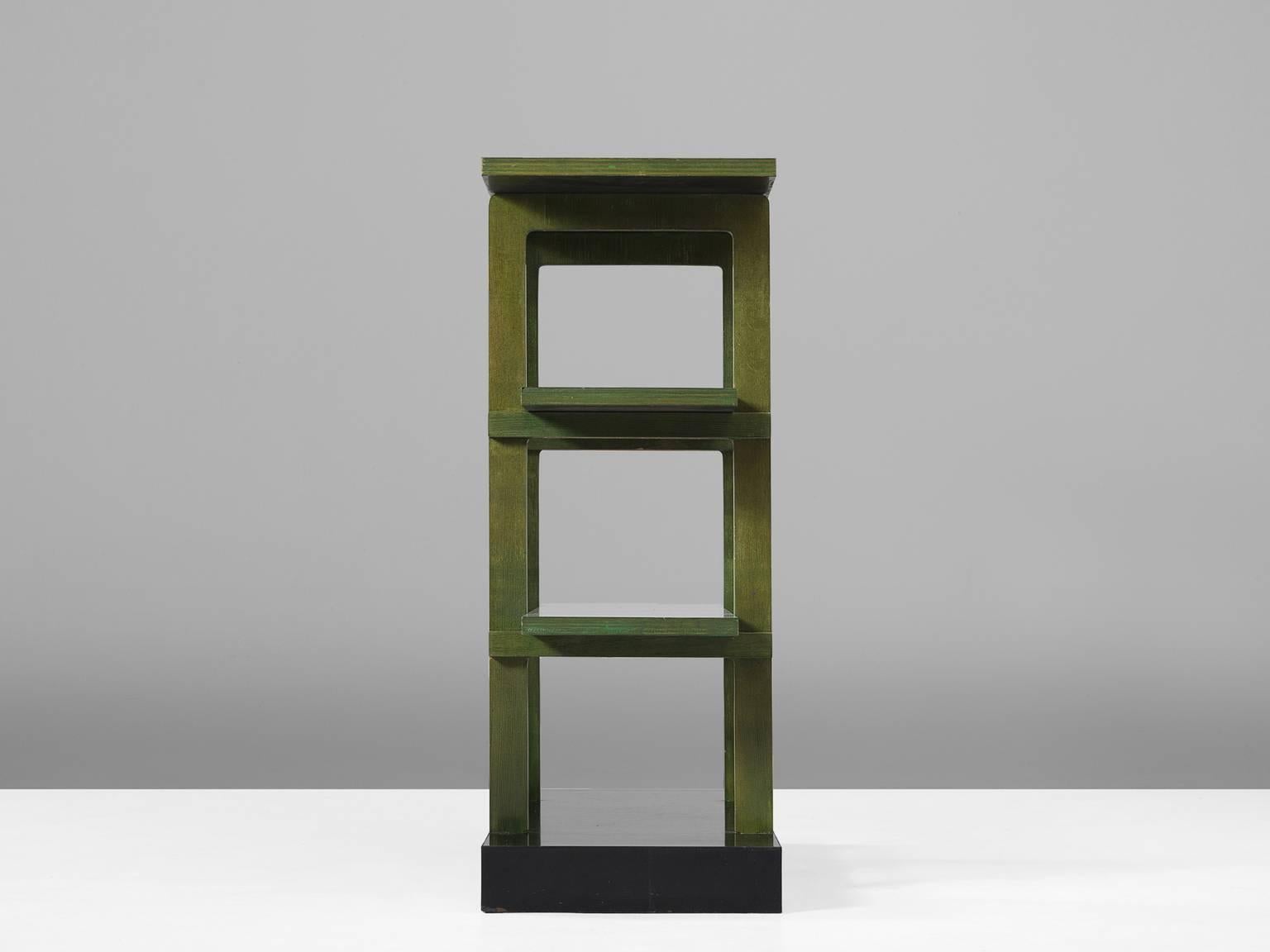 Mid-Century Modern Gabetti & Isola Black and Green Bookcase