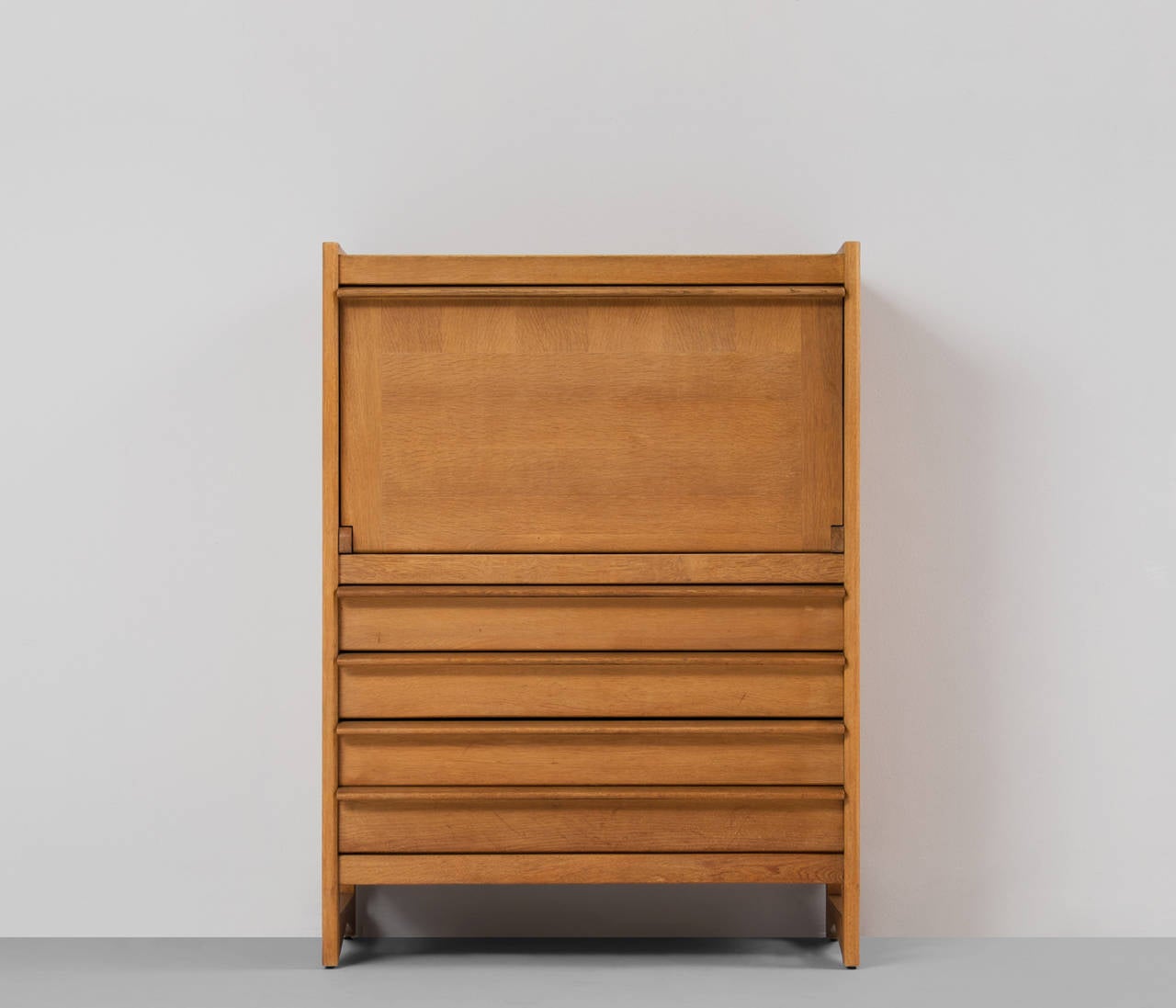 Mid-Century Modern Guillerme et Chambron Oak Secretary