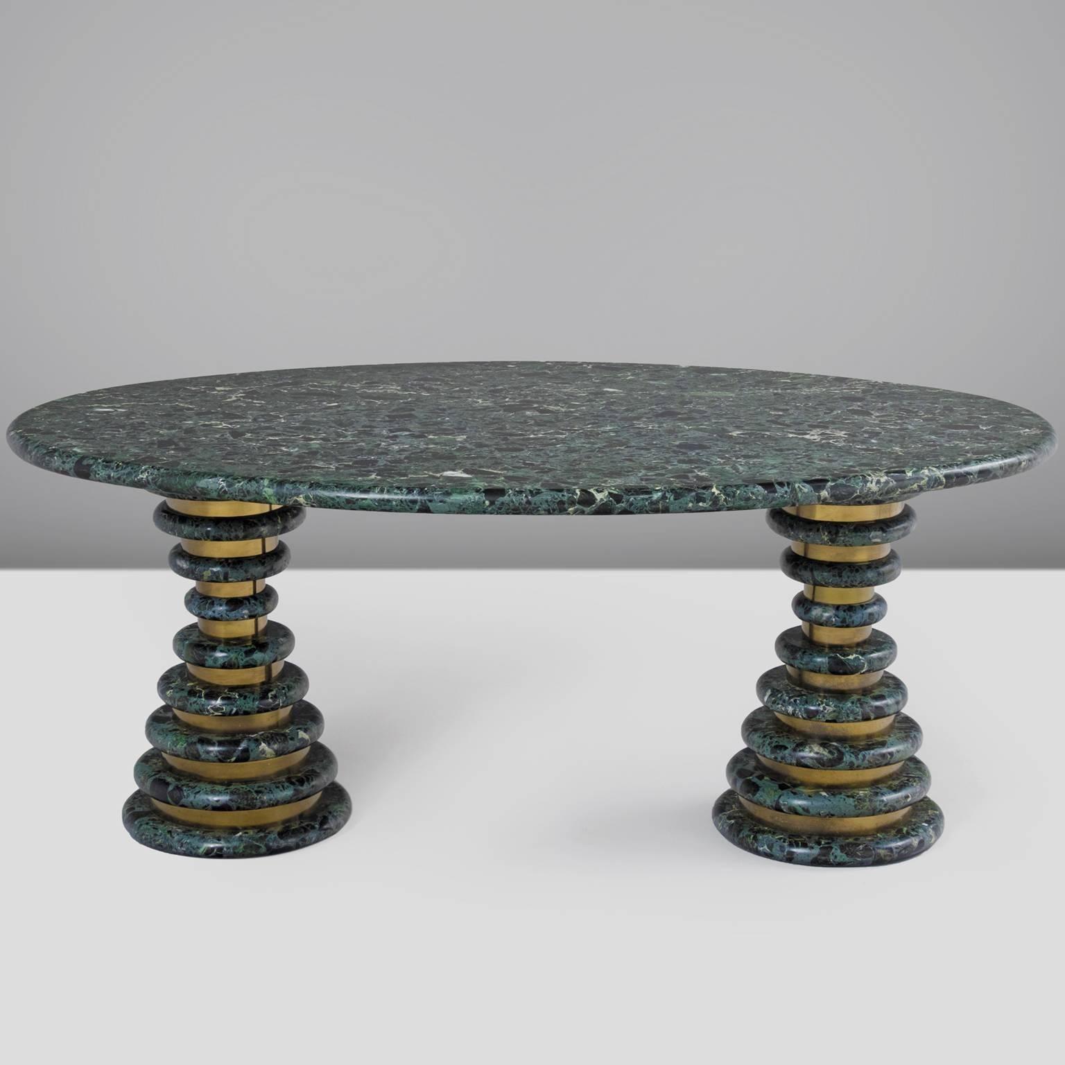 Marzio Cecchi Oval Green Marble Table 2