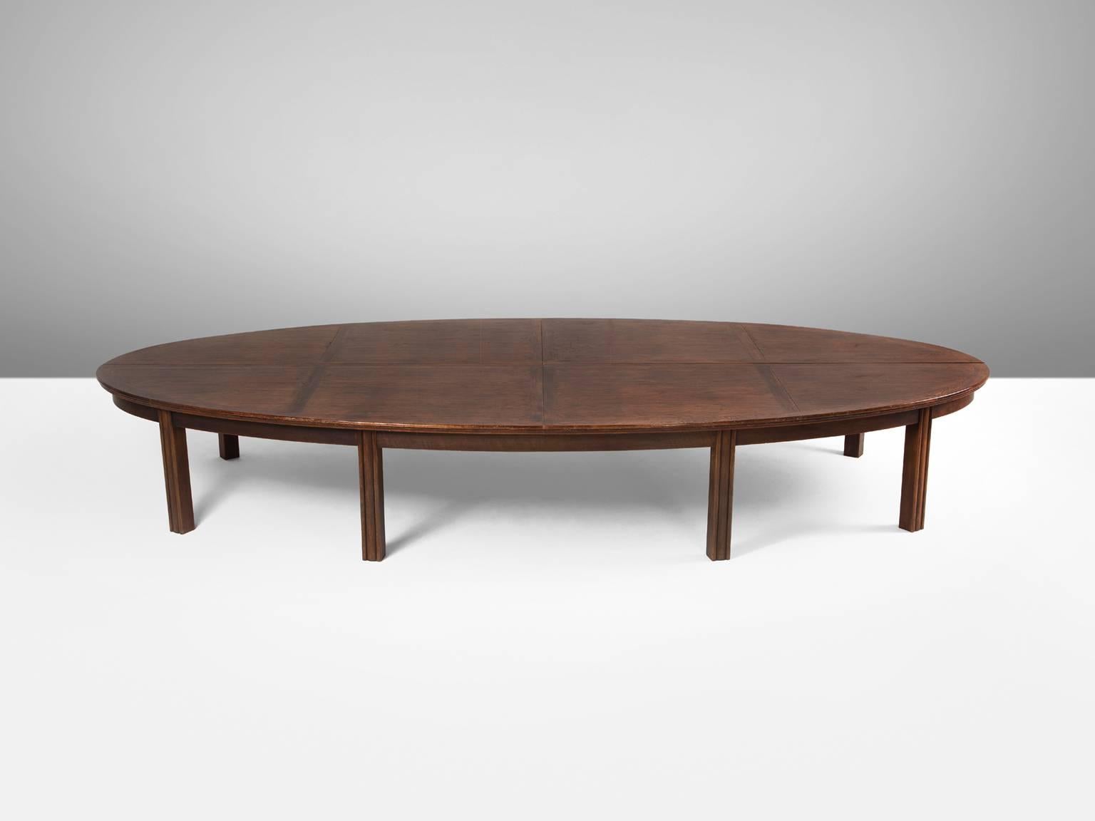 Art Deco Extremely Large Dutch Dining Table in Stained Oak