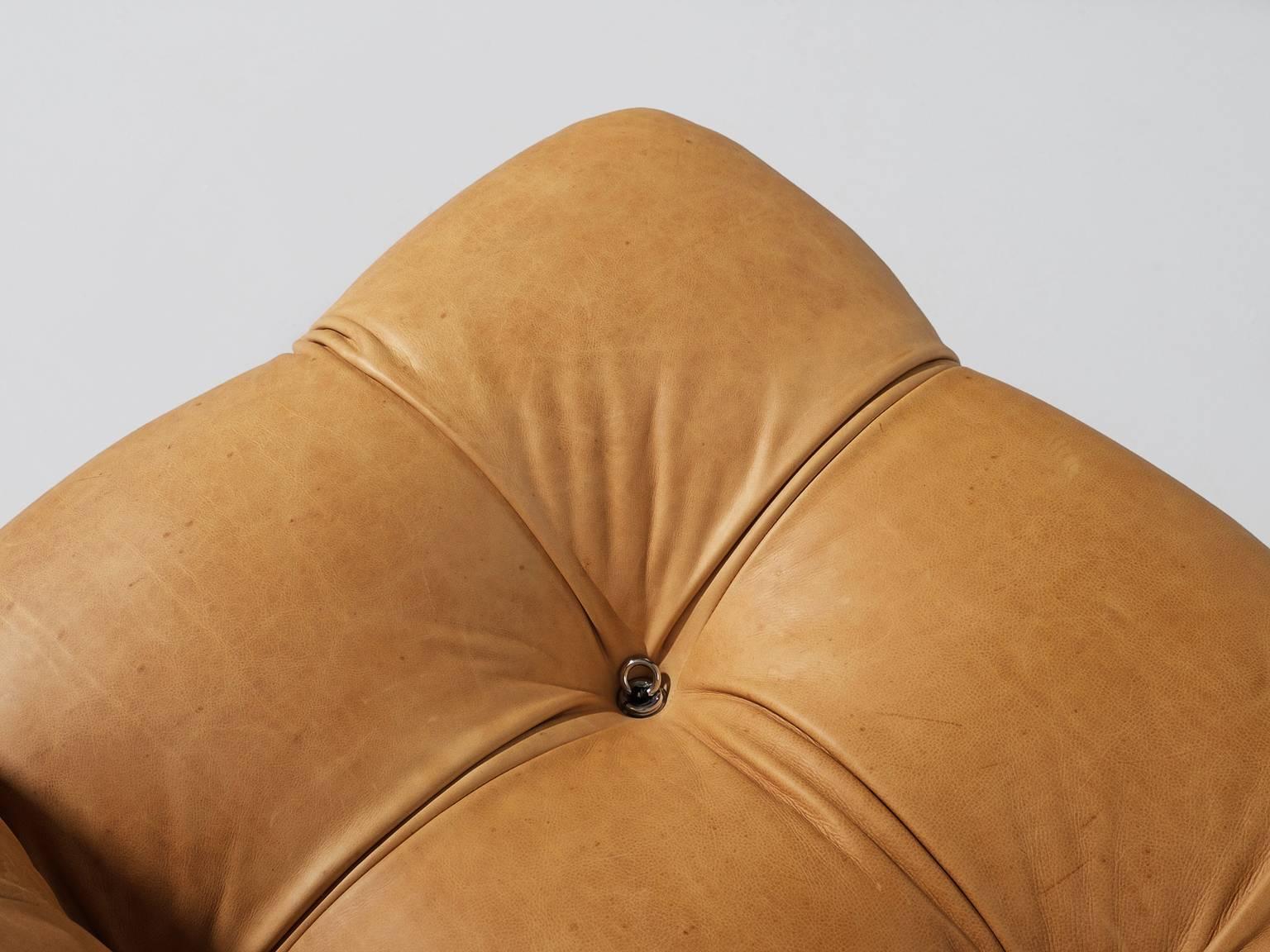 Late 20th Century Customizable Mario Bellini 'Camaleonda' Modular Sofa in Cognac Leather