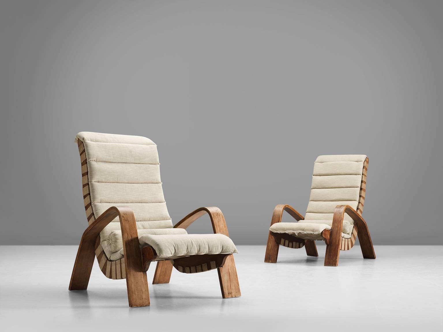 Czech Set of Two European Canvas Lounge Chairs