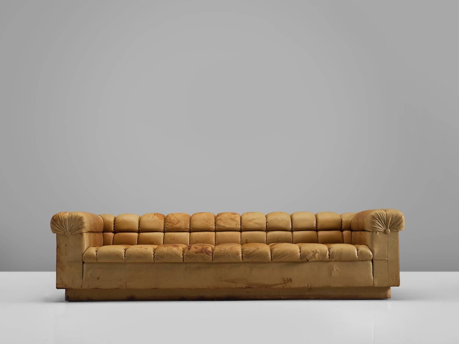 Mid-Century Modern Edward Wormley 'Party' Sofa in Cognac Leather