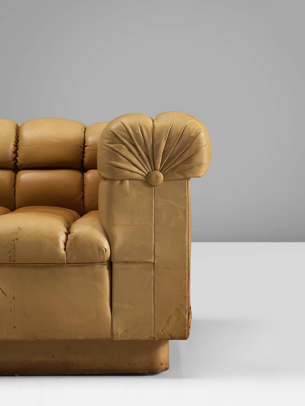 Mid-20th Century Edward Wormley 'Party' Sofa in Cognac Leather