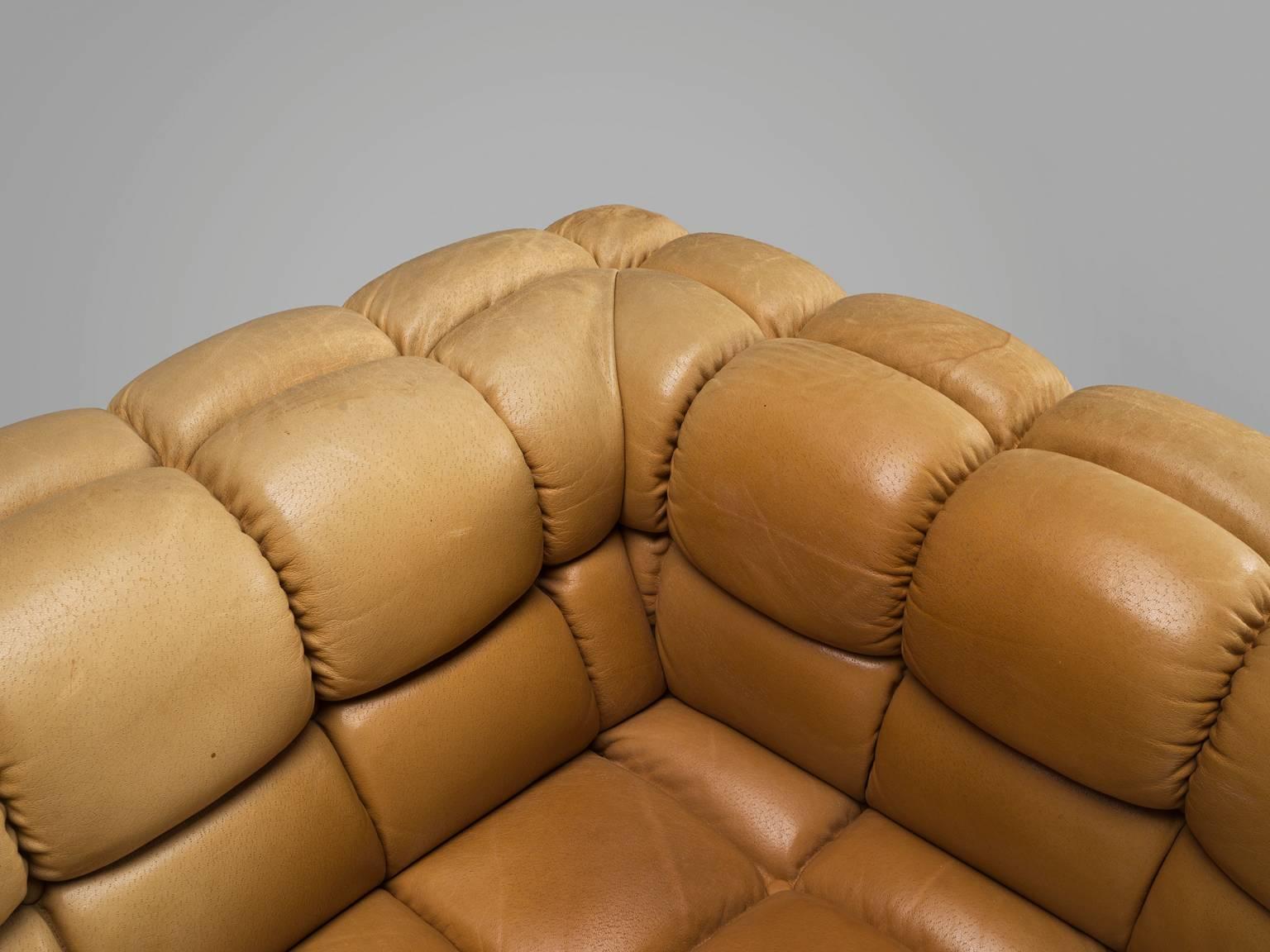 Edward Wormley 'Party' Sofa in Cognac Leather 1
