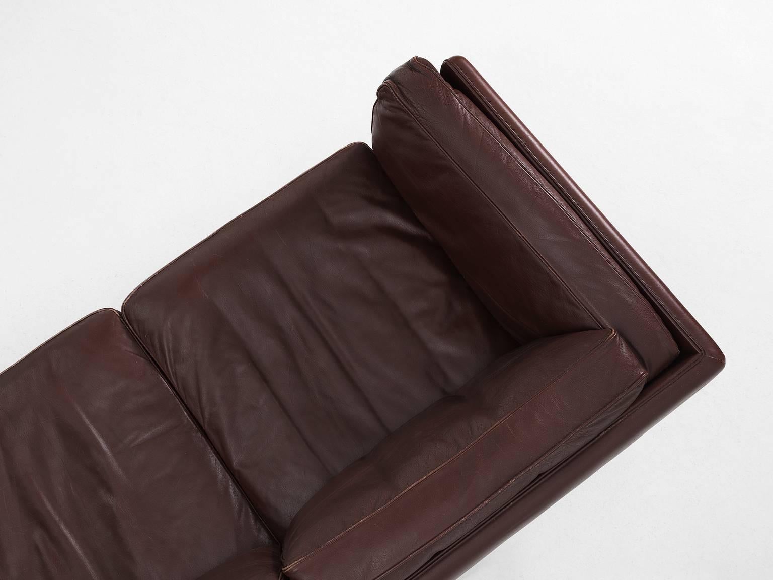 Illum Wikkelsø Three-Seat Sofa 'V11' in Dark Brown Leather 1