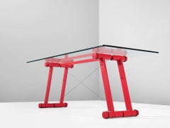 Superstudio Red Dining Table with Glass Top