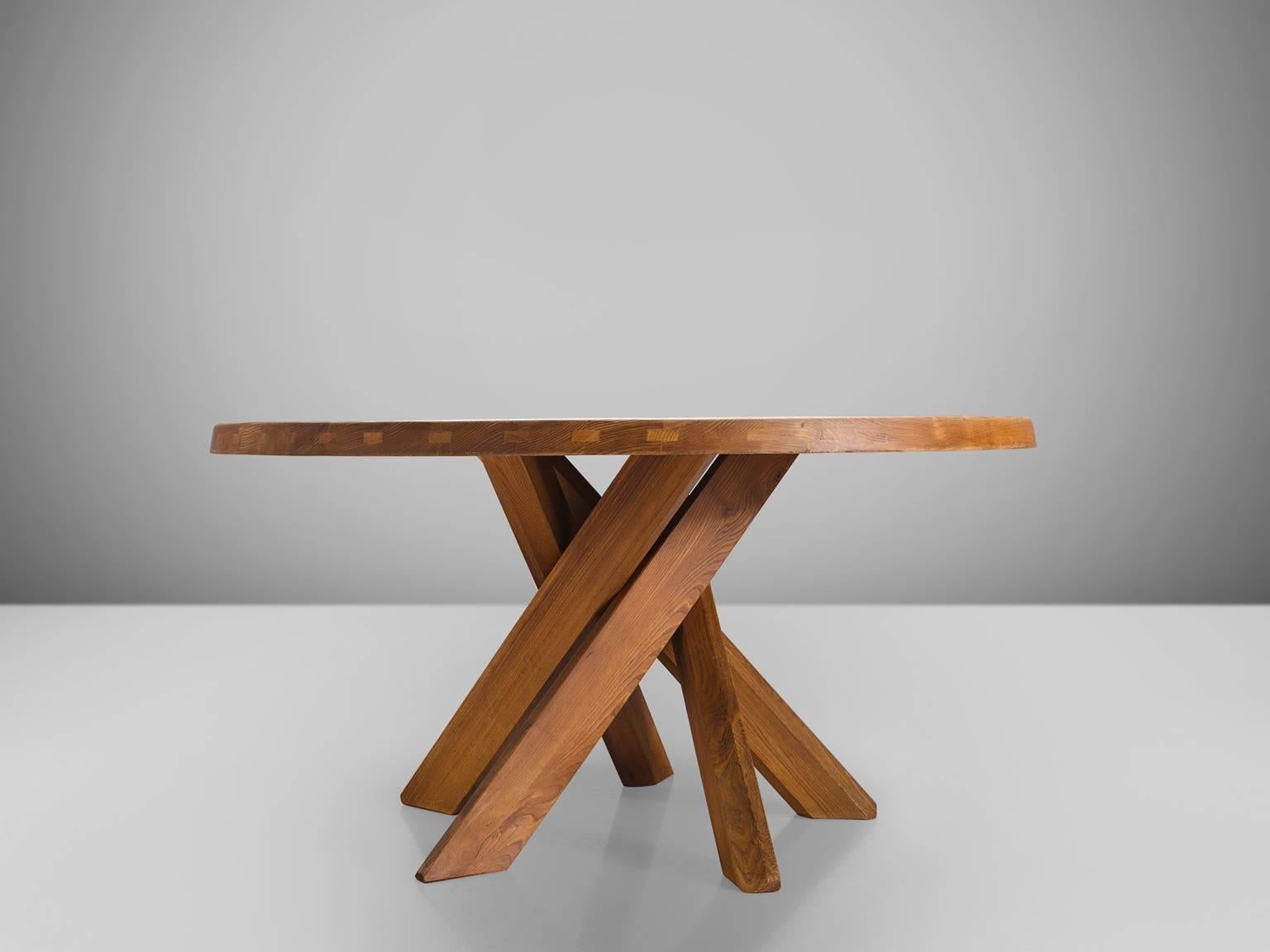 Mid-Century Modern Pierre Chapo T21 Dining Table in Solid Elm