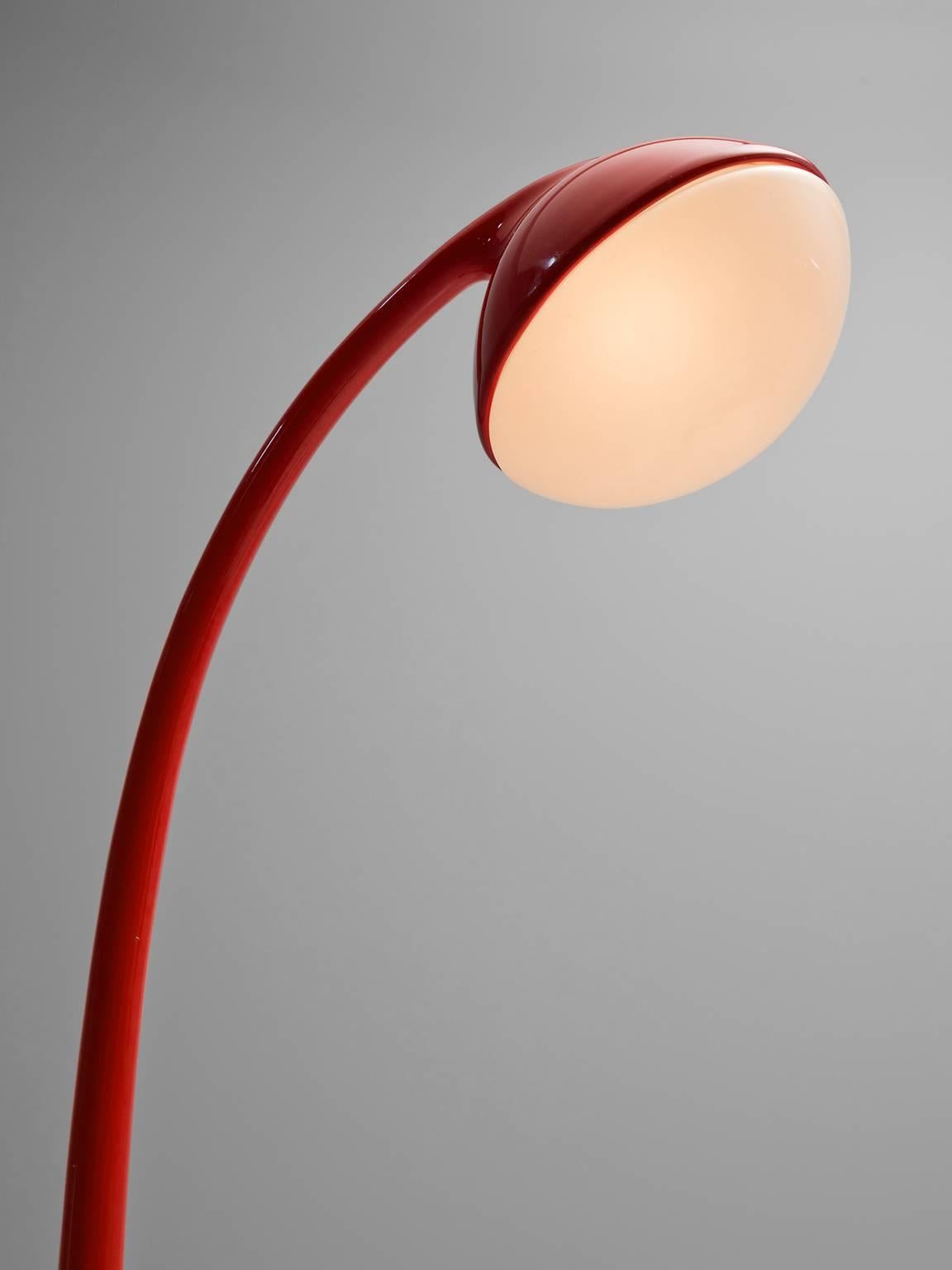 Mid-Century Modern Fabio Lenci Italian Red Floor Lamp
