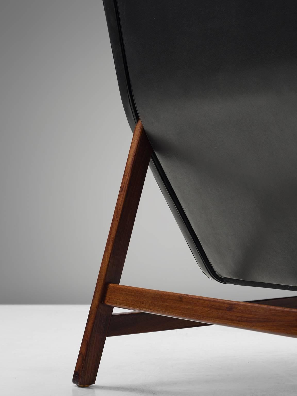 Gianfranco Frattini Chair Reupholstered with Aniline Leather Rosewood In Excellent Condition In Waalwijk, NL