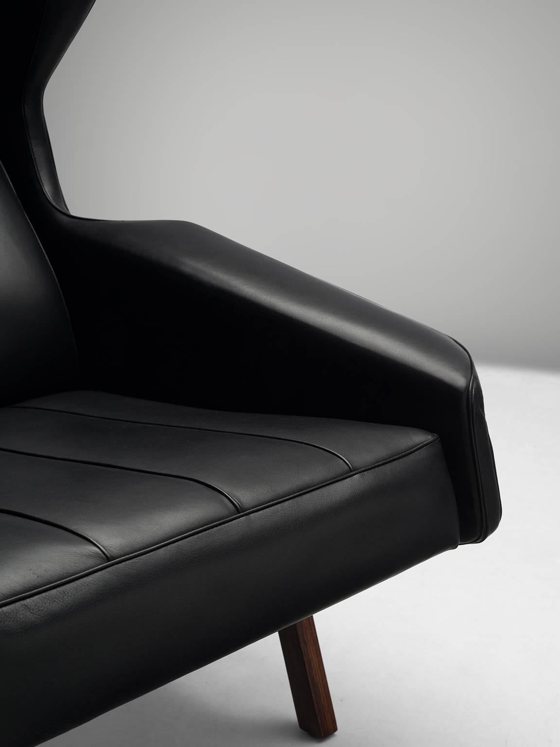Gianfranco Frattini Chair Reupholstered with Aniline Leather Rosewood 1