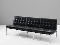 Kurt Thut Three-Seat Sofa in Black Leather for De Sede