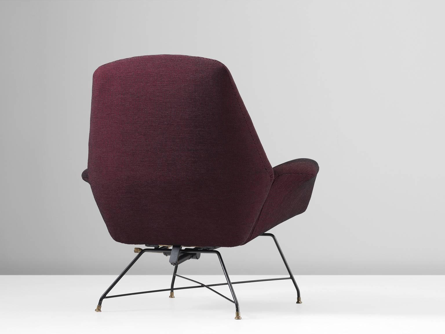 Italian Augusto Bozzi Newly Upholstered Purple Adjustable Easy Chair for Saporiti