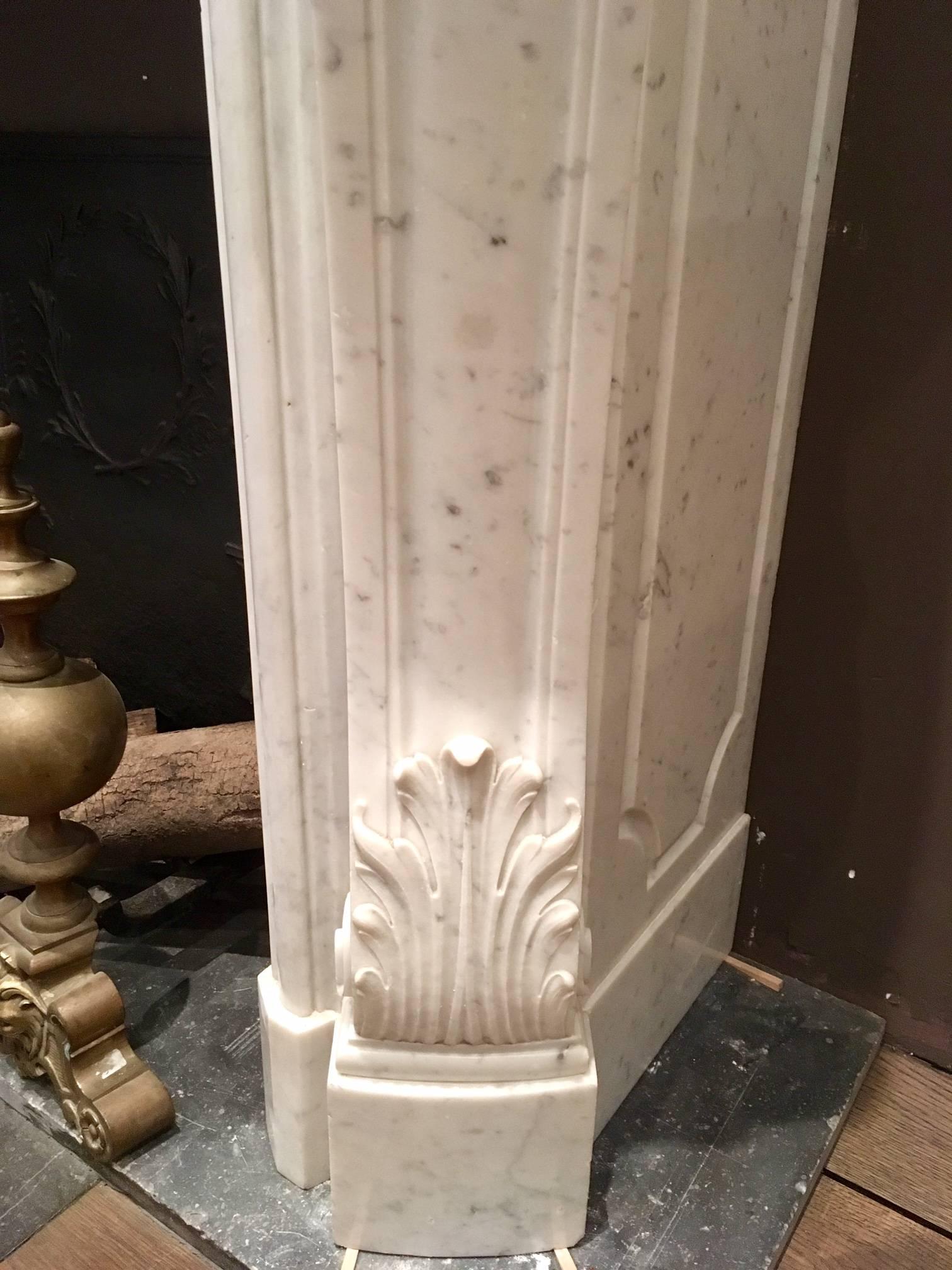 Richly Carved Carrara Marble 19th Century French Fireplace 2