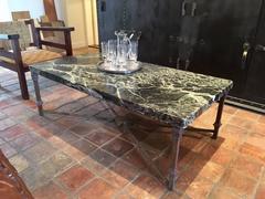 Coffee Table with Antique 18th Century Verde Antico Marble Top