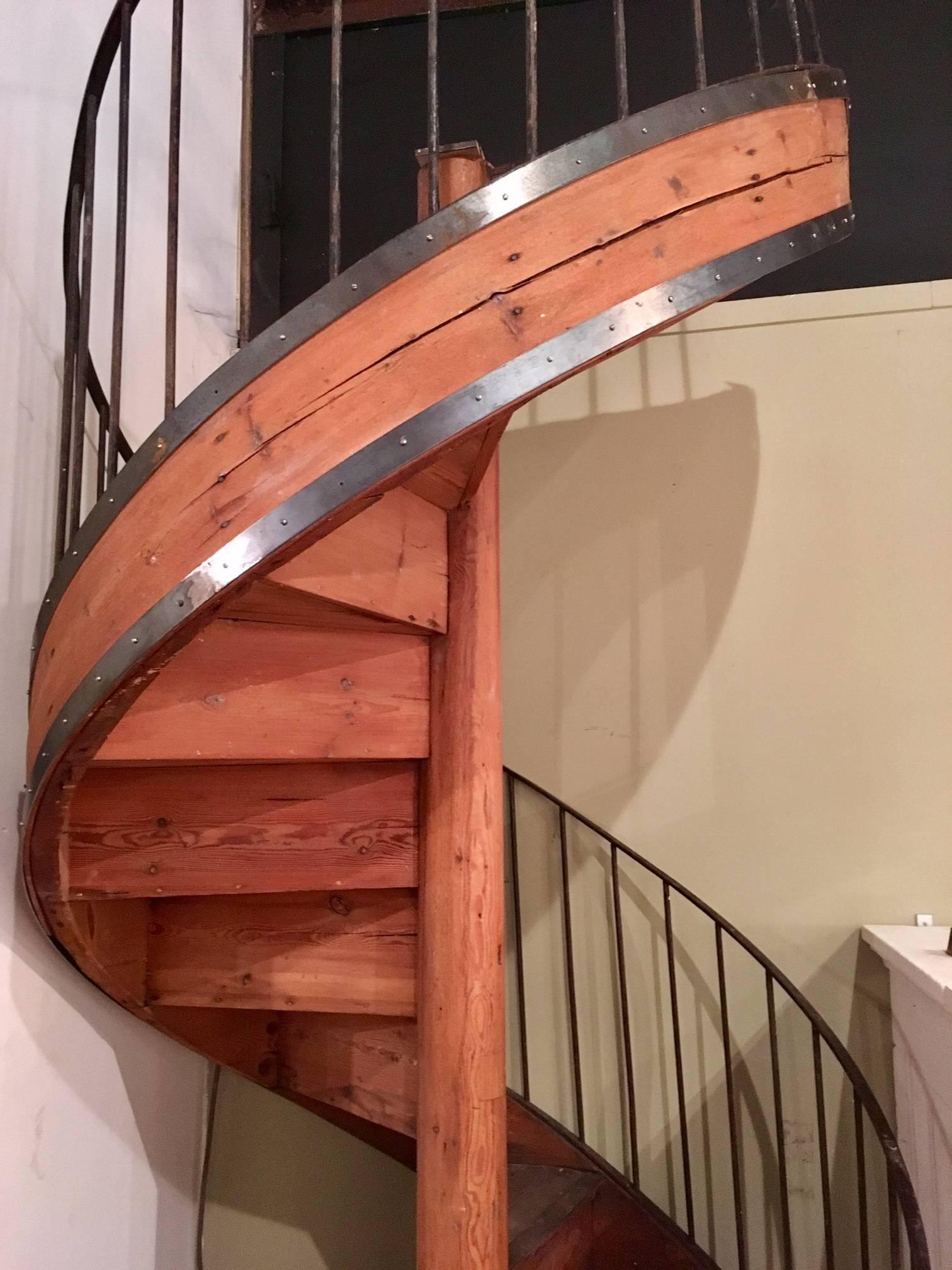Dutch Early 20th Century Pine Spiral Staircase