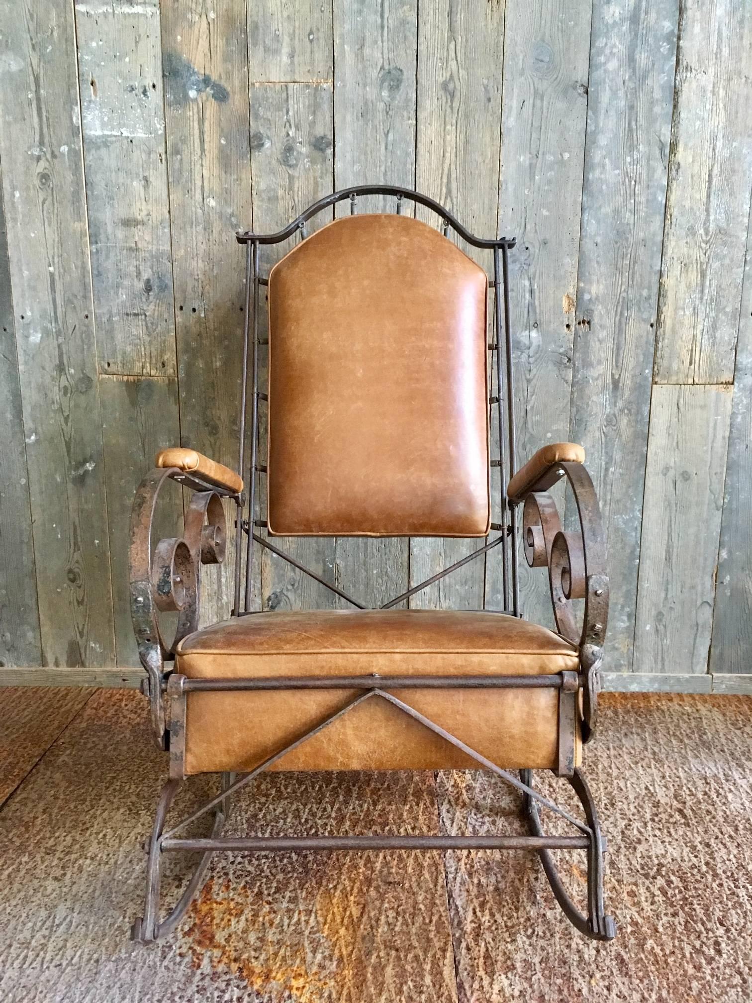 antique wrought iron rocking chair