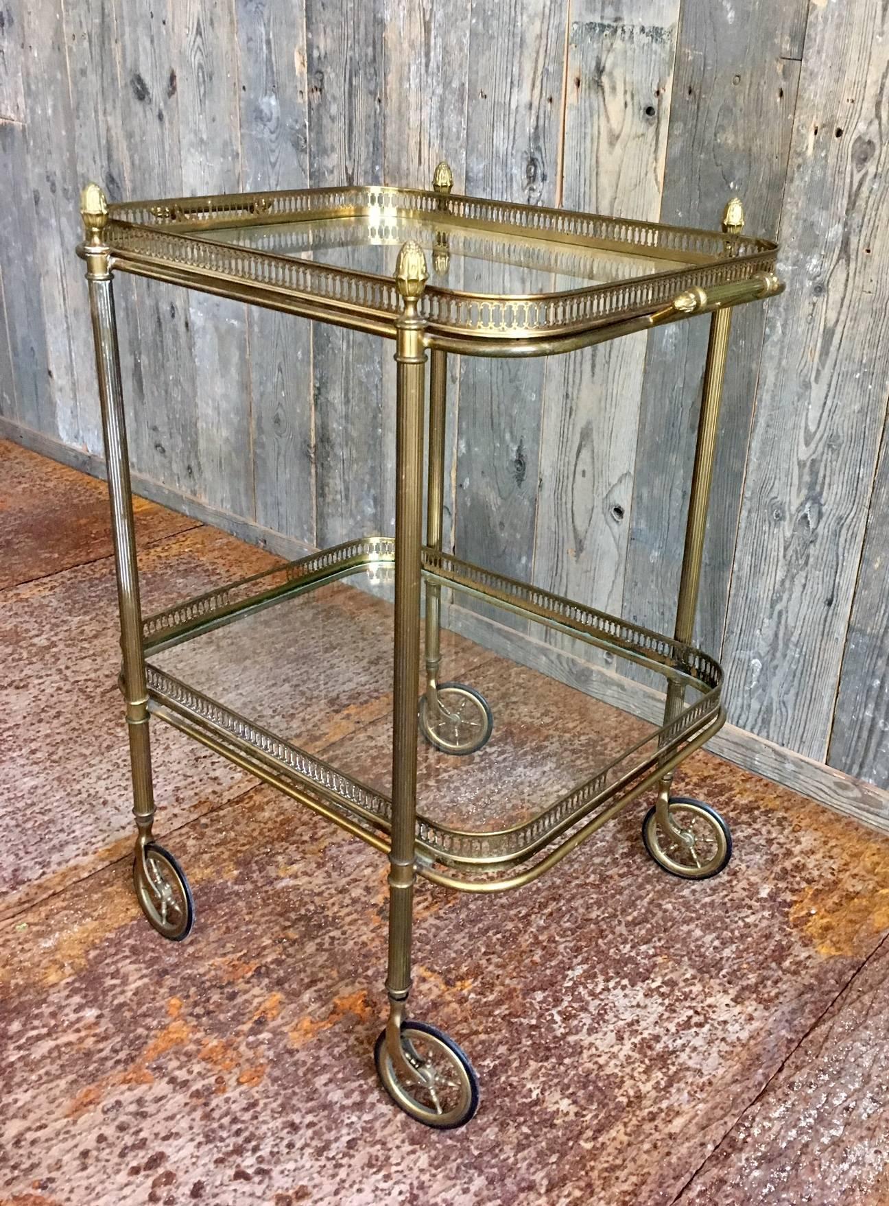 French 1950s Hollywood Regency Serving Table or Trolley