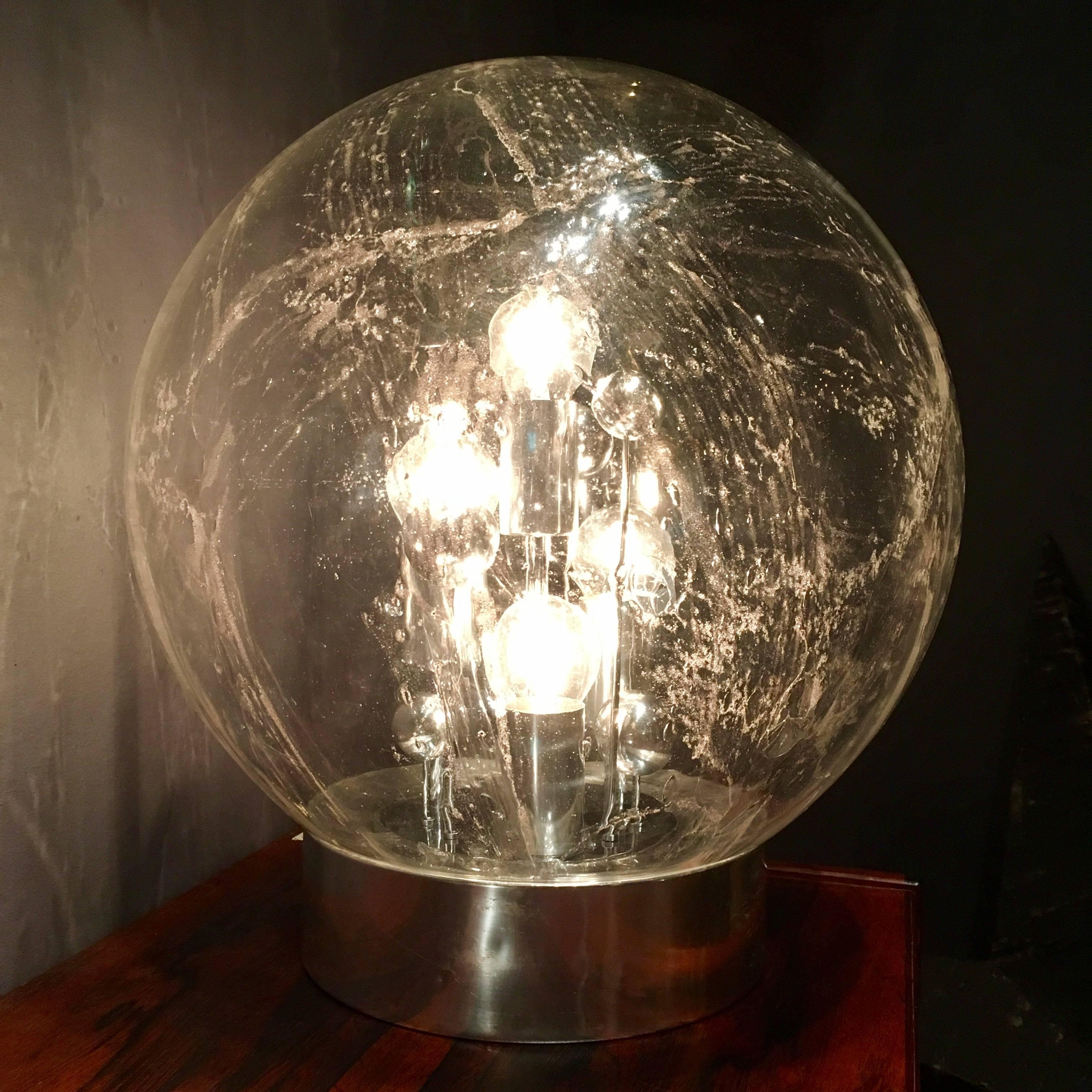1970s Handblown Glass Sphere or Globe by Doria In Good Condition For Sale In Baambrugge, NL