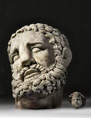 Colossal Sculpted White Marble Head of Hercules in the Manner of the Antique