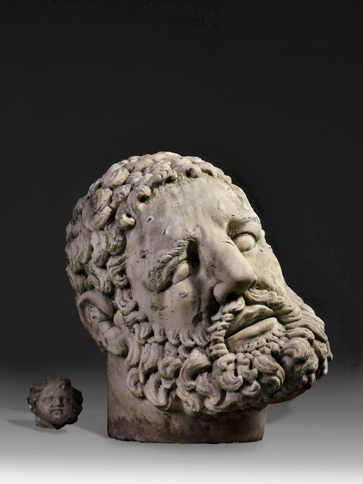 hercules face statue