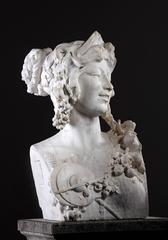 Buste d'une Bacchante en marbre blanc de la fin du 19ème siècle