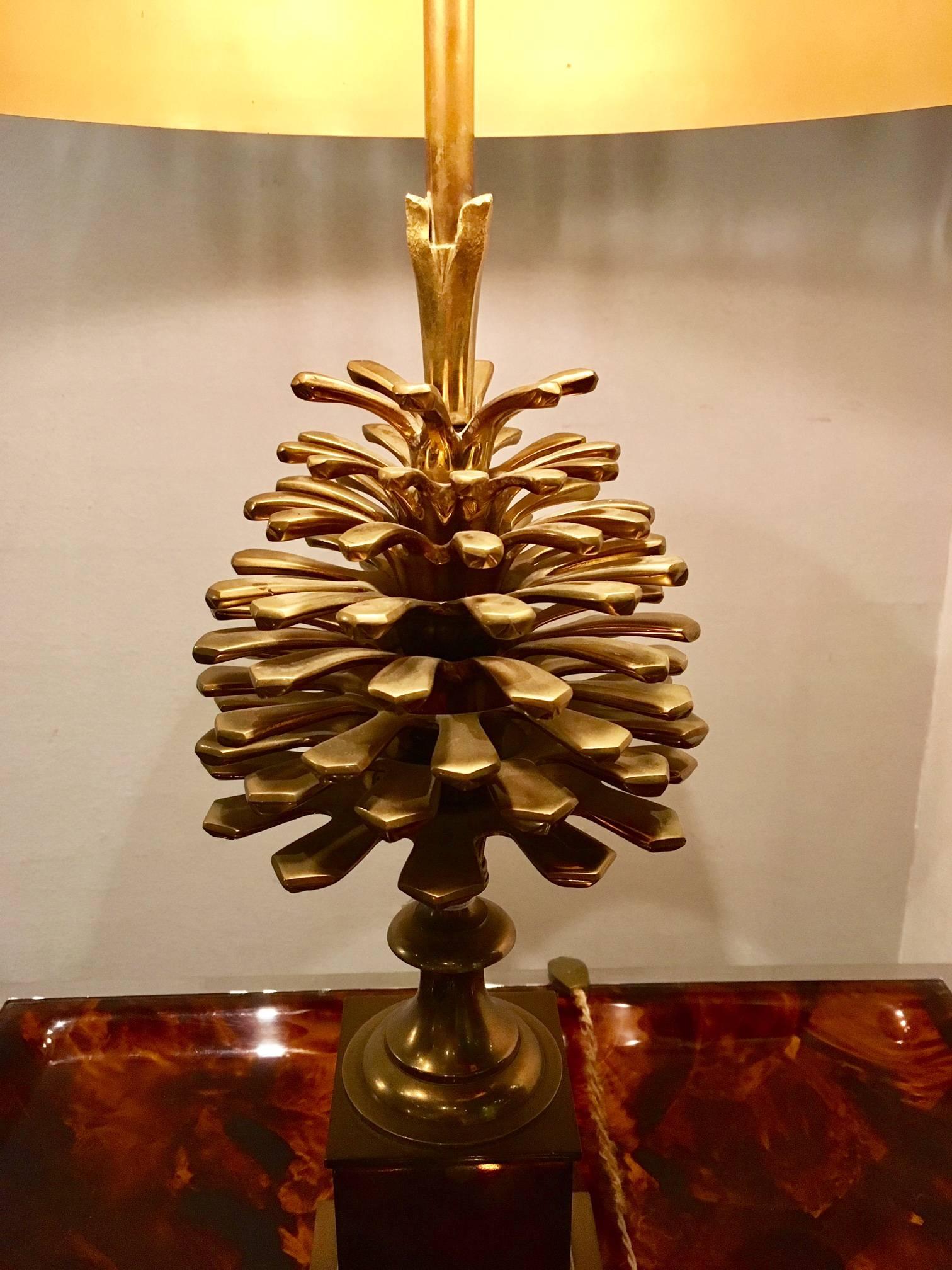 French Maison Charles Brass Pine Cone Table Lamp