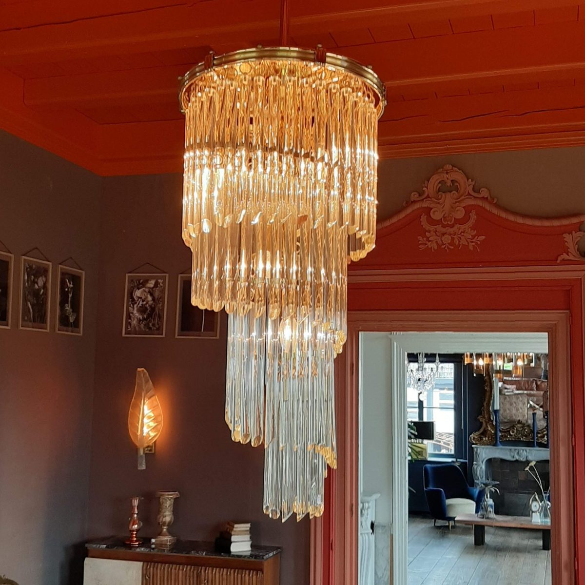 1970s Chandelier in the Style of Venini For Sale