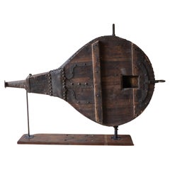 Vintage Very Large 19th Century Leather, Wrought Iron and Pine Blacksmith Bellows