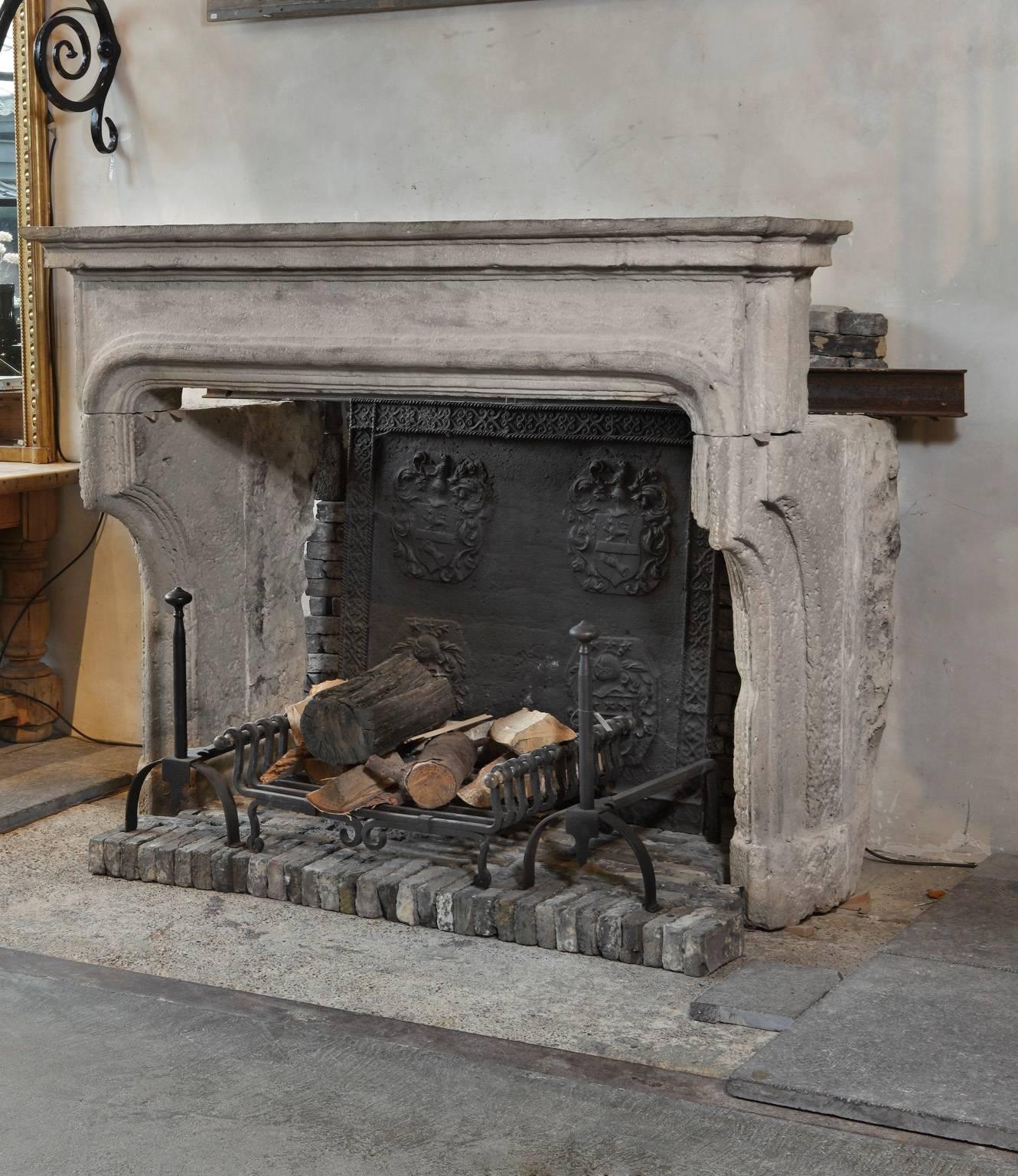 17th Century French Late Gothic / Early Louis XIII Limestone Fireplace or Mantel, circa 1600