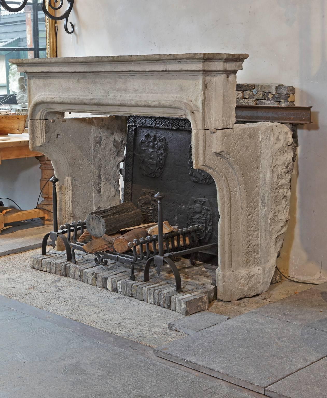 French Late Gothic / Early Louis XIII Limestone Fireplace or Mantel, circa 1600 1