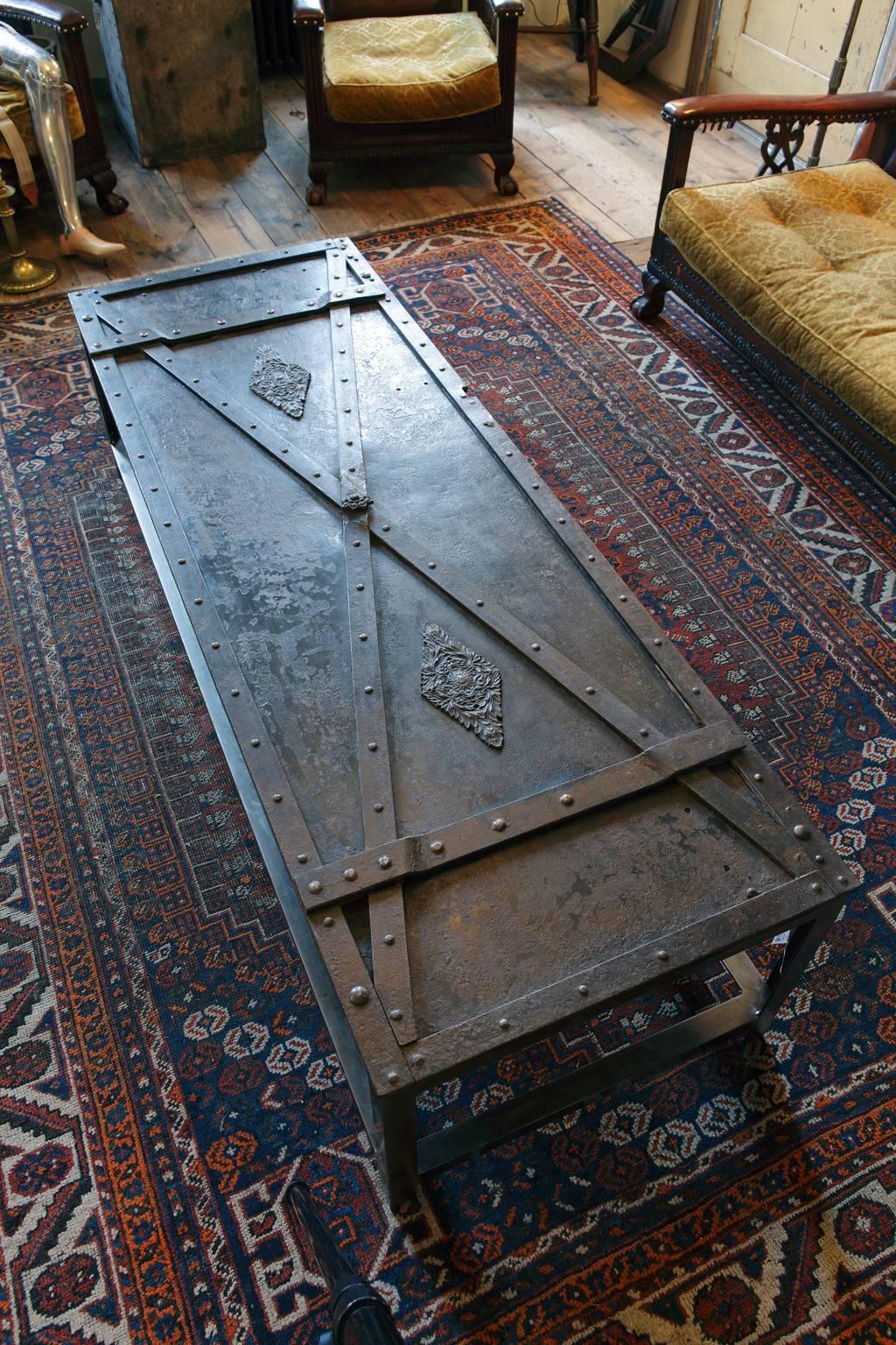 Contemporary Coffee or Center Table Made of a 17th Century Italian Iron Door