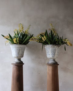 Exclusive set of two monumental antique 'Paris et Cie' enamelled vases