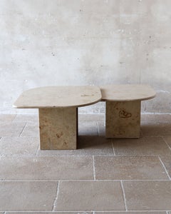 Set of Two 20th-Century Organic Travertine Coffee Tables
