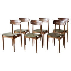 Set of six vintage Italian wooden dining chairs in Scandinavian design