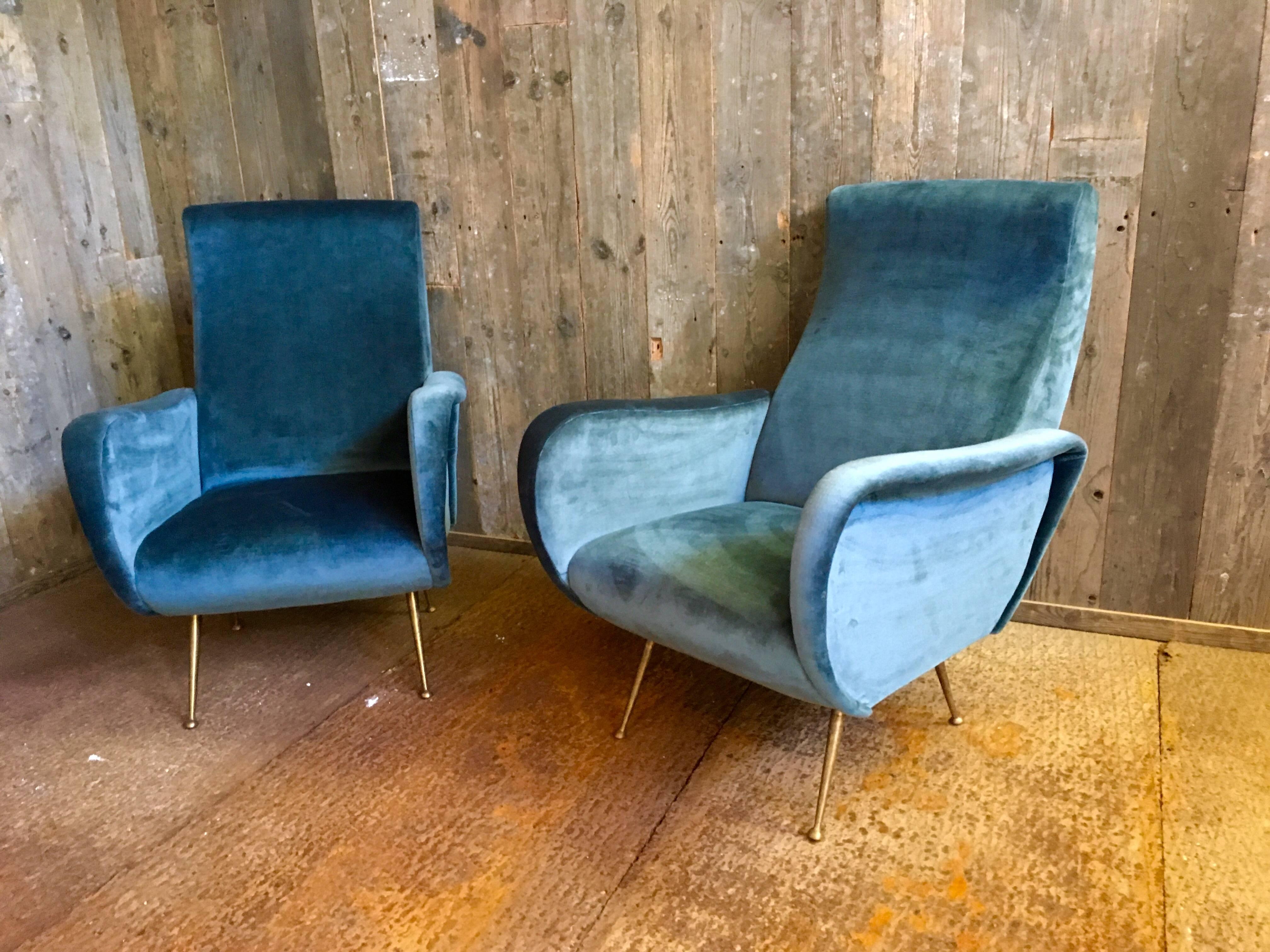 Italian Beautiful Pair of Mid-Century Modern Marco Zanuso Lady Chairs