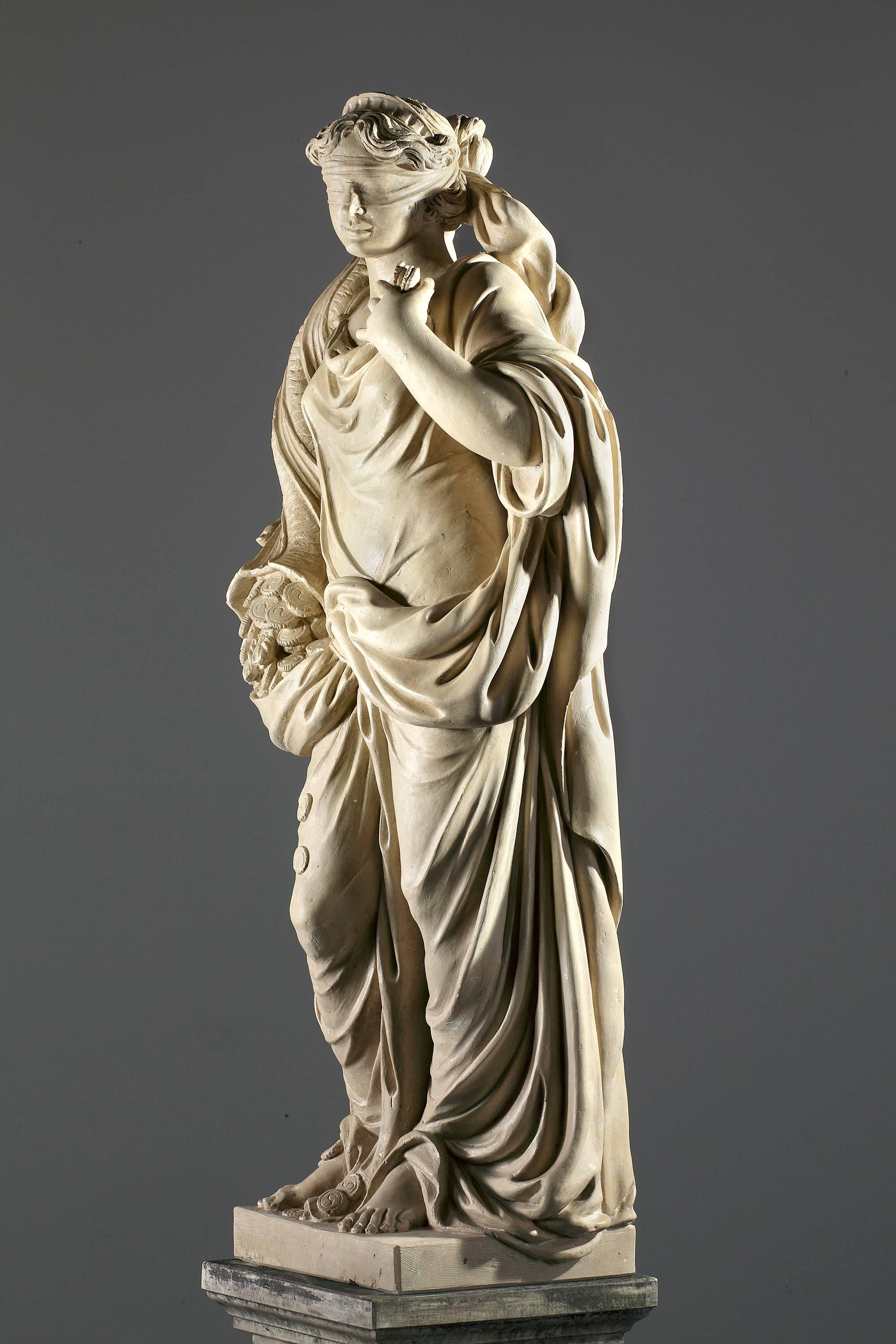 Classical Greek Sculpted Stone Garden Model of Fortuna