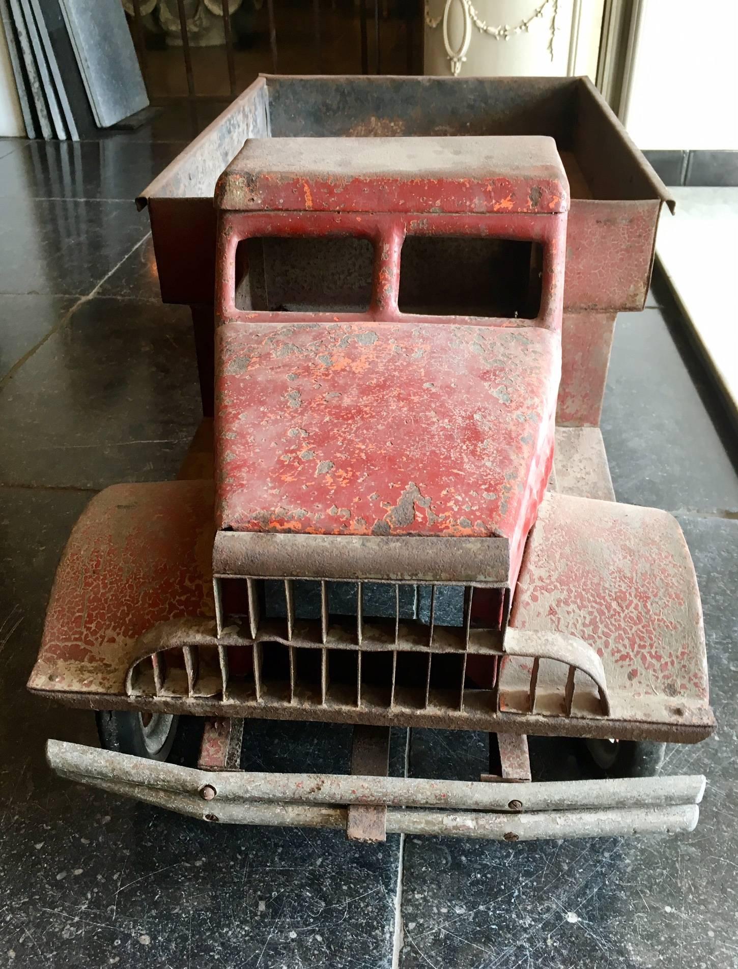 Industrial Large Old Polychrome Painted Metal Model of a Lorry For Sale