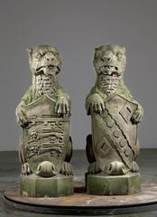 19th Century English Finials Carved as Heraldic Lions