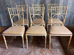 Faux Bamboo Metal Chairs from the 1970s