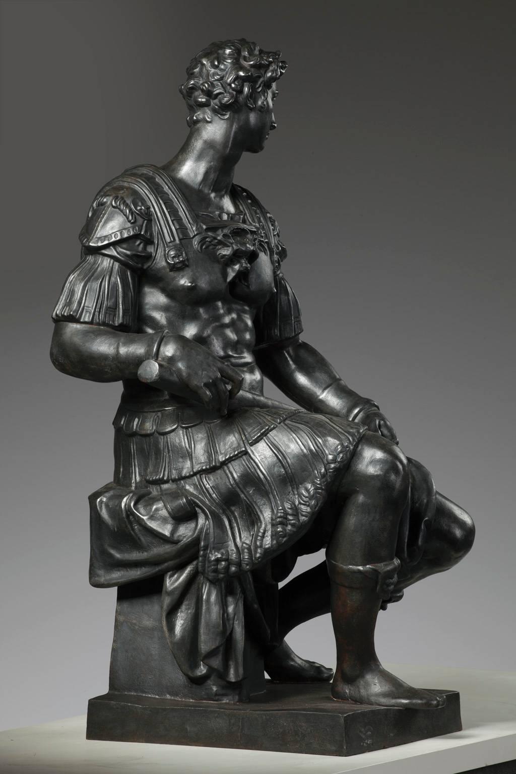Renaissance Revival A 19th C. Cast Iron Statue of Giuliano de Medici by Foundry Val d'Osne
