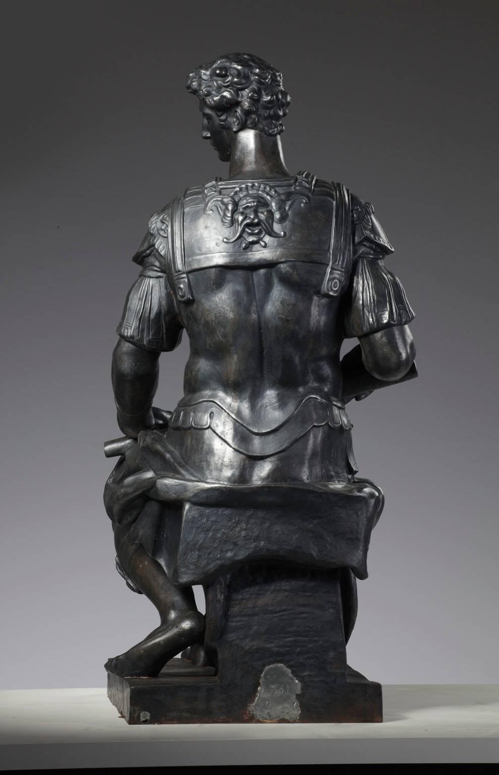 Italian A 19th C. Cast Iron Statue of Giuliano de Medici by Foundry Val d'Osne
