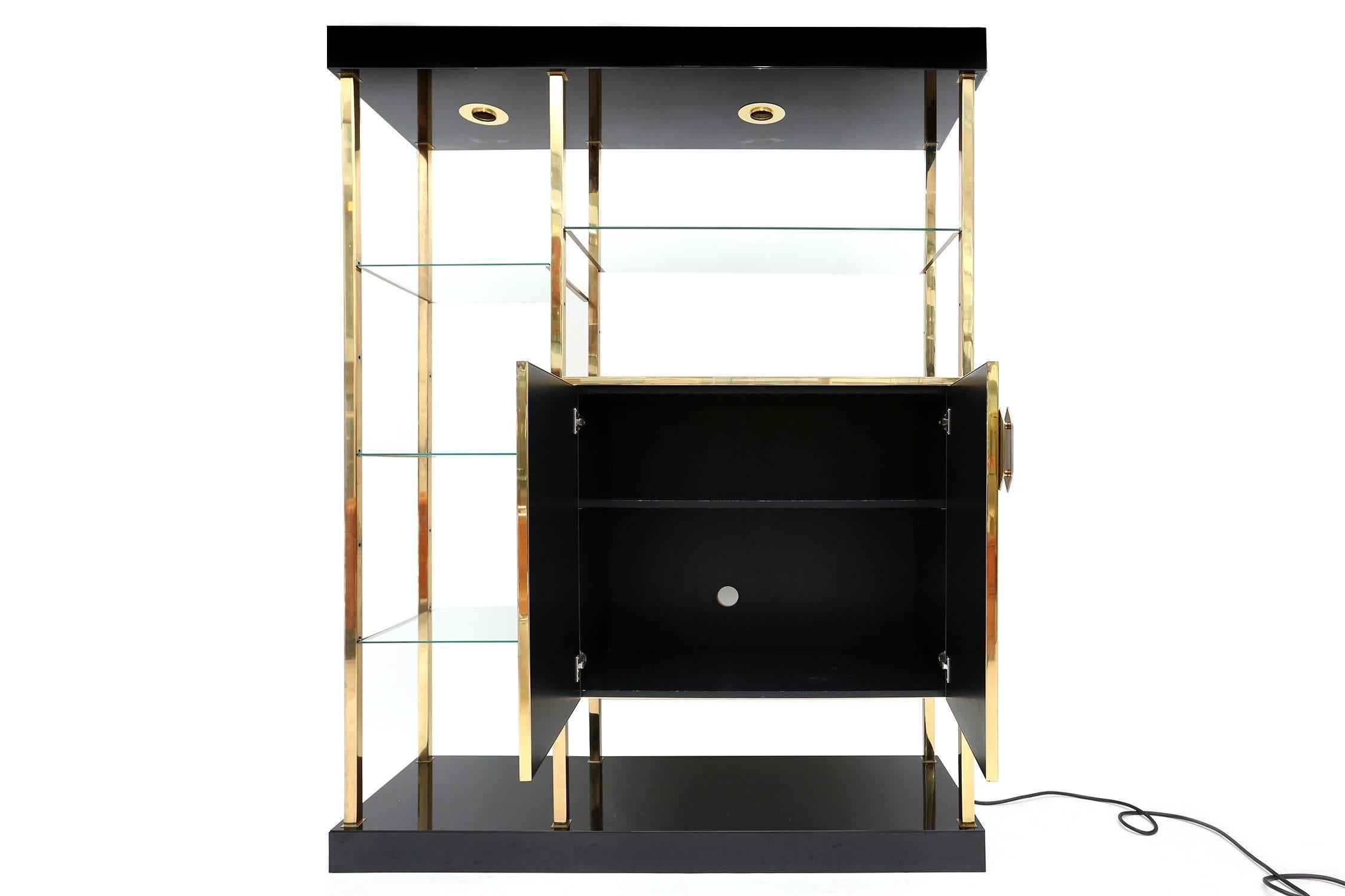 Modern Black and Brass Etagere