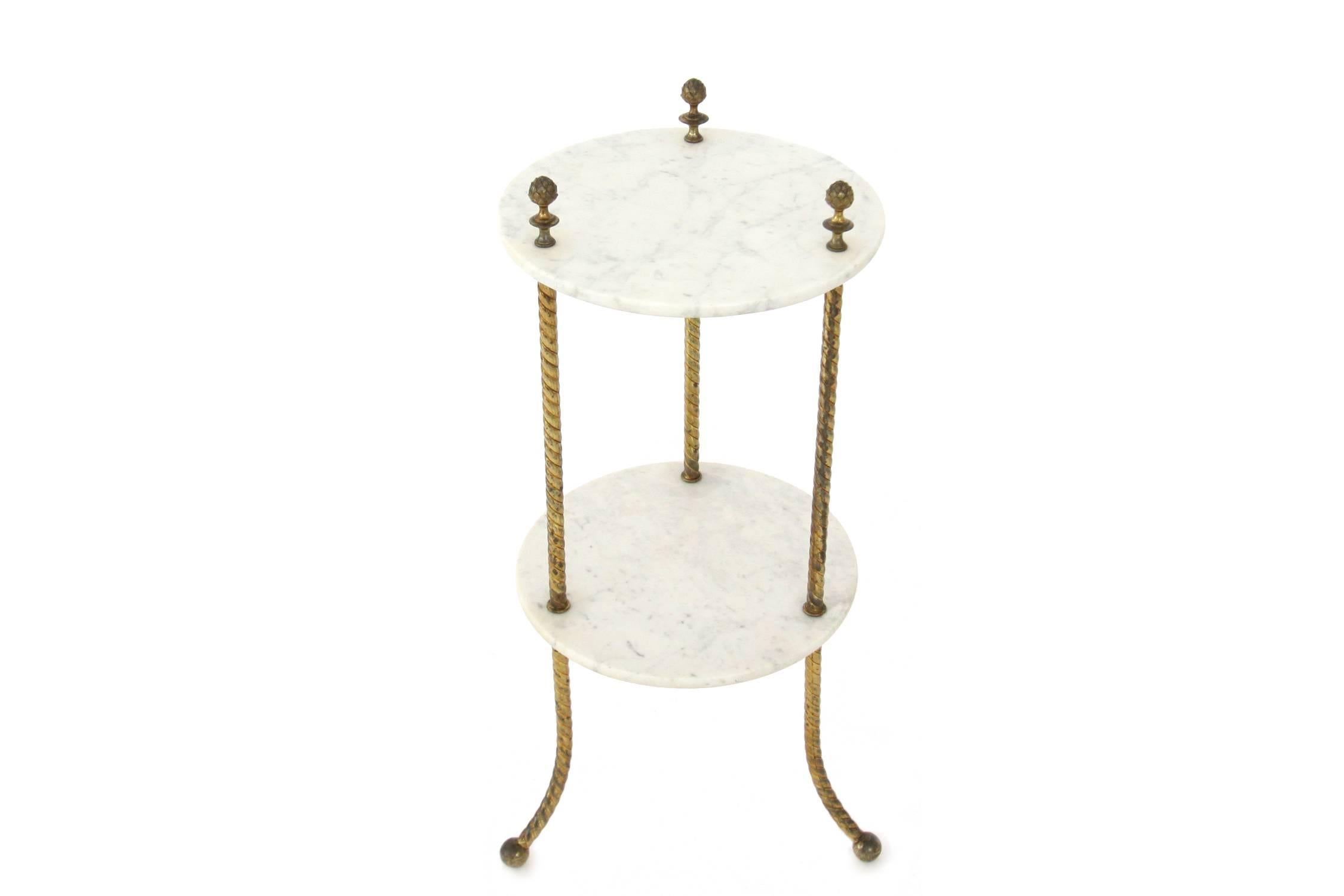 Mid-Century Modern Marble and Brass Side Table