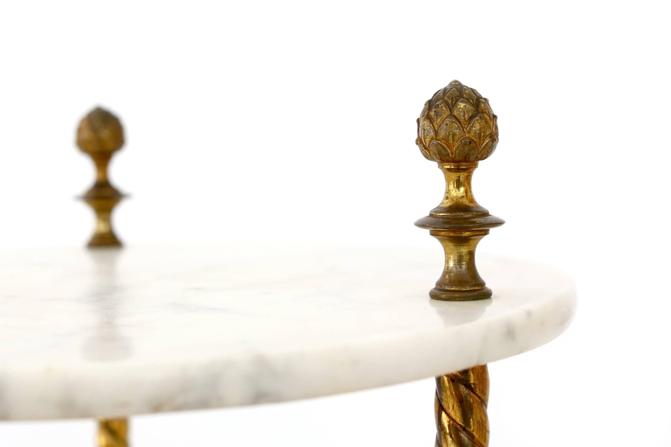French Marble and Brass Side Table
