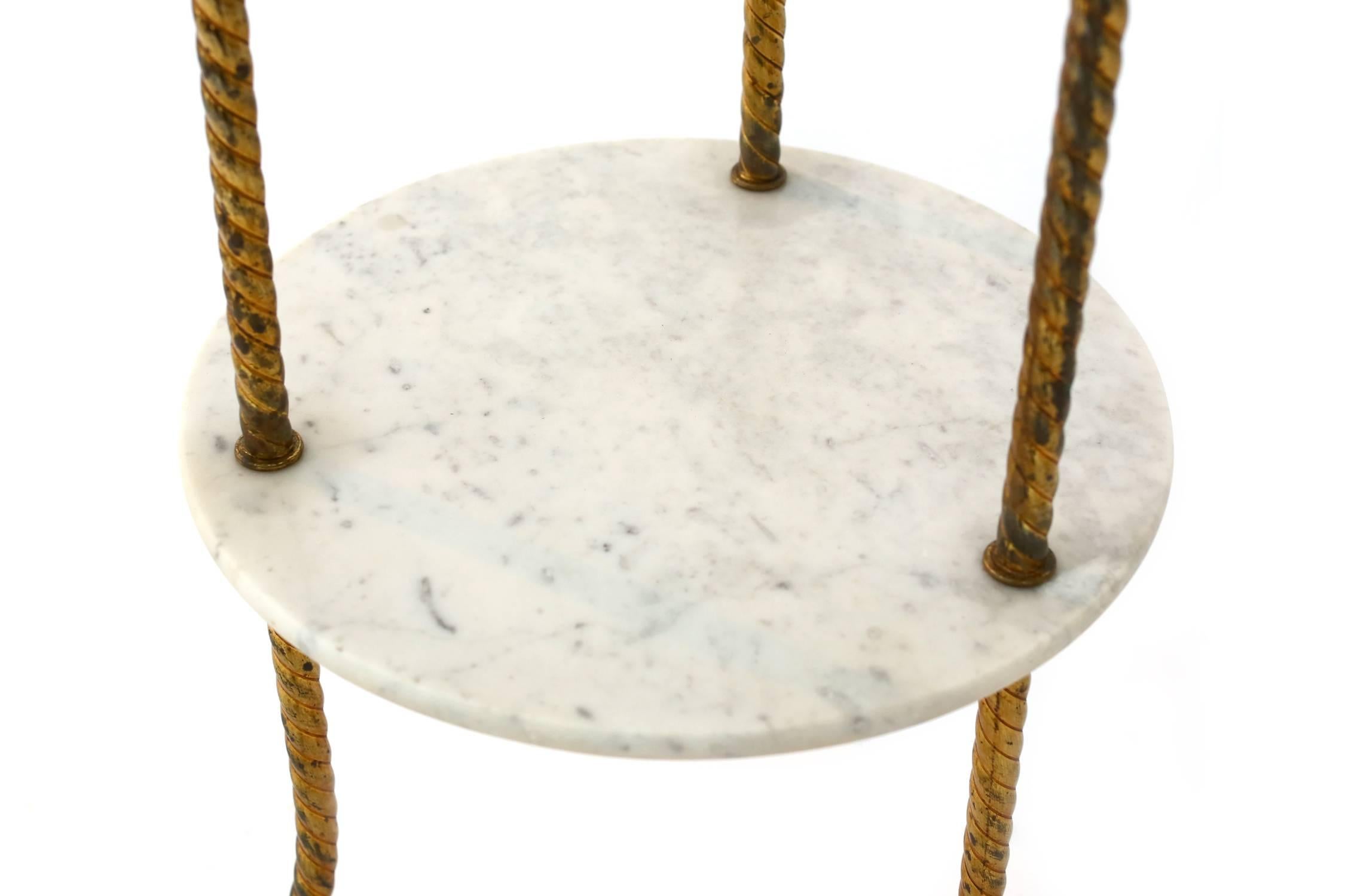 Mid-20th Century Marble and Brass Side Table