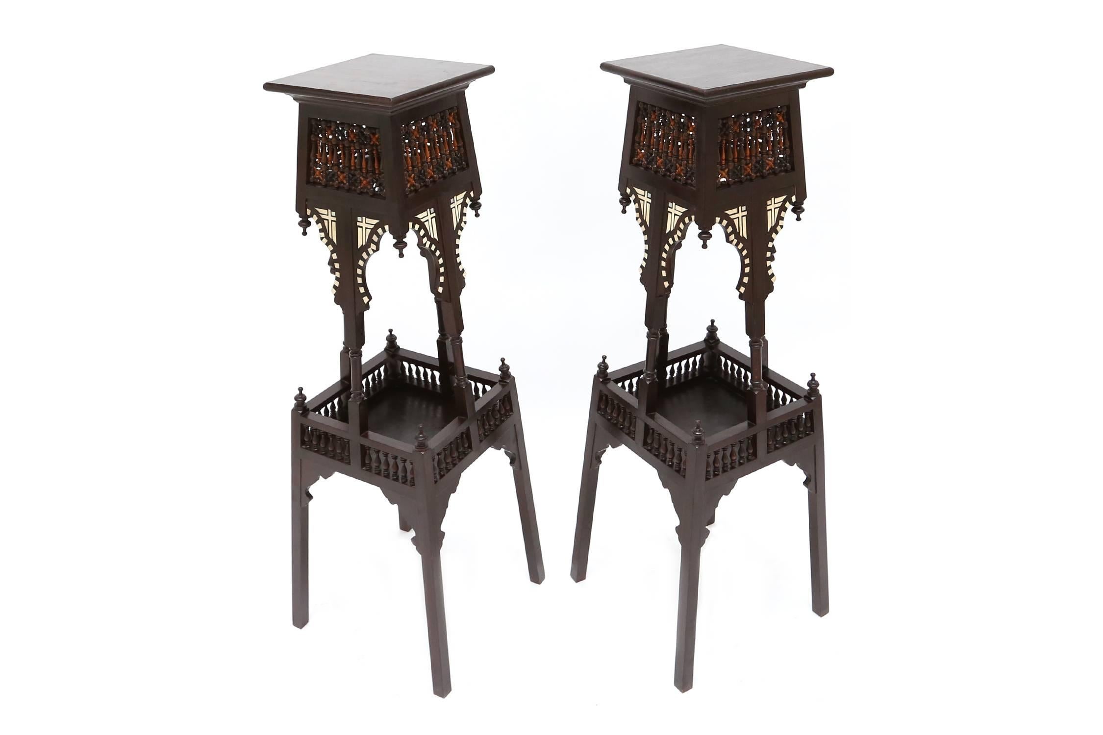 Italian Carlo Bugatti Style Pedestals