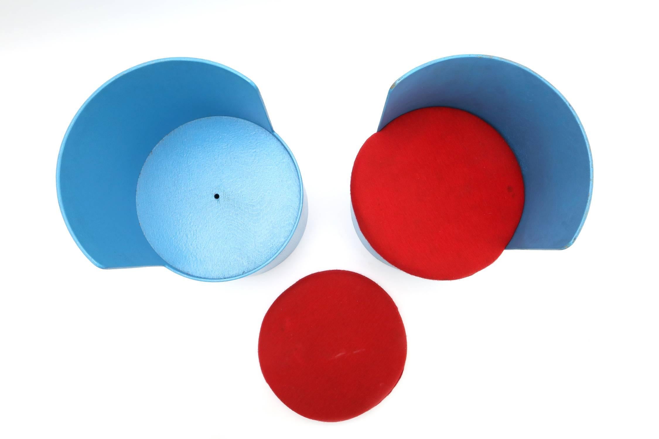 German Minimalist 1950s Pair of Blue tub chairs for kids in plywood